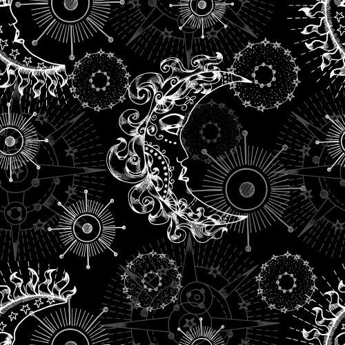 Magic seamless pattern with gold sun moon Vector Image