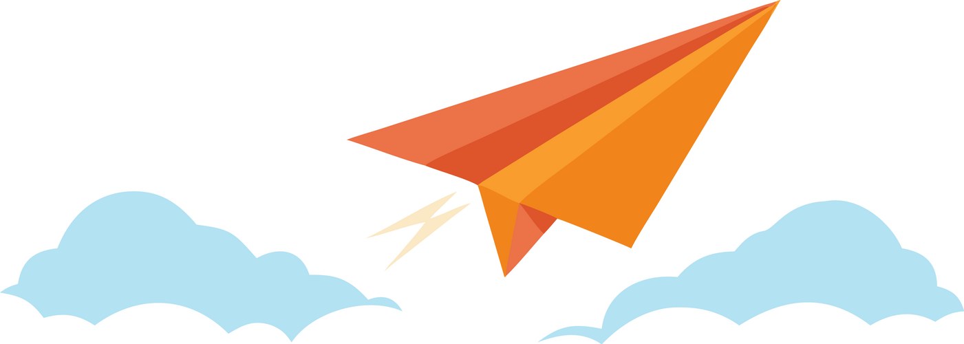 Orange Paper Airplane with Dotted Trail Vector Image