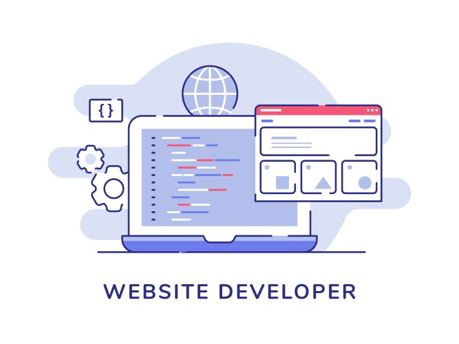 Website developer concept code coding wireframe vector image