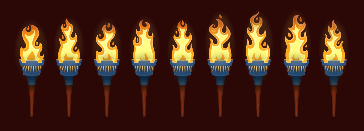 Burning torch flame animation sequence or loop vector image