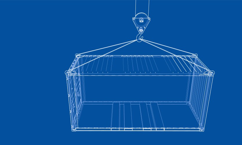 Cargo container wire-frame style vector image