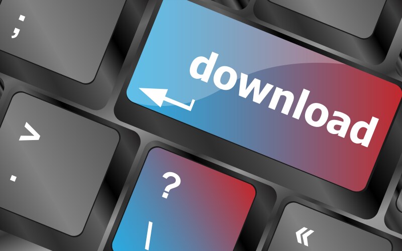 Internet download button on computer keyboard keys vector image
