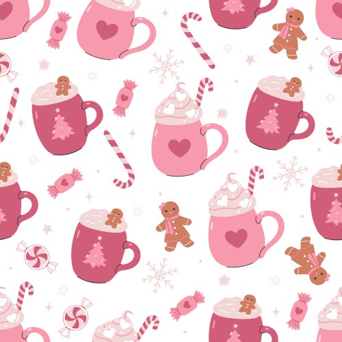 Pink Christmas Sweets Pattern vector image