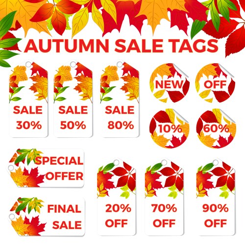 Autumn Sale Tags - Leaf Collection Vector Image