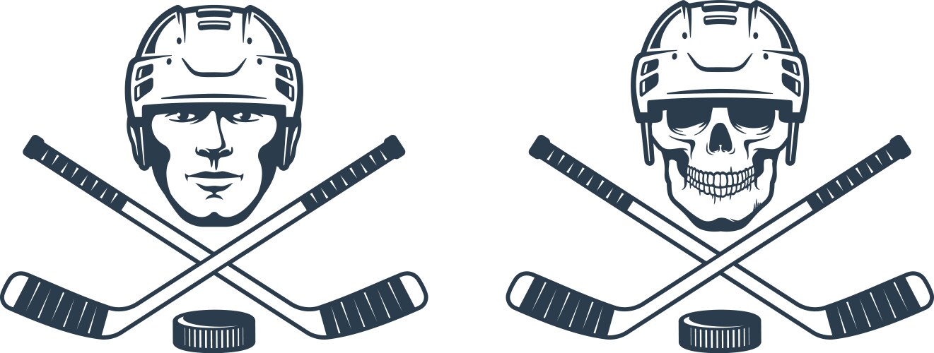 Hockey Skull Logo - Crossed Sticks Vector Image
