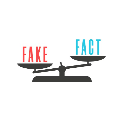 Word fake outweighs fact on balance vector image