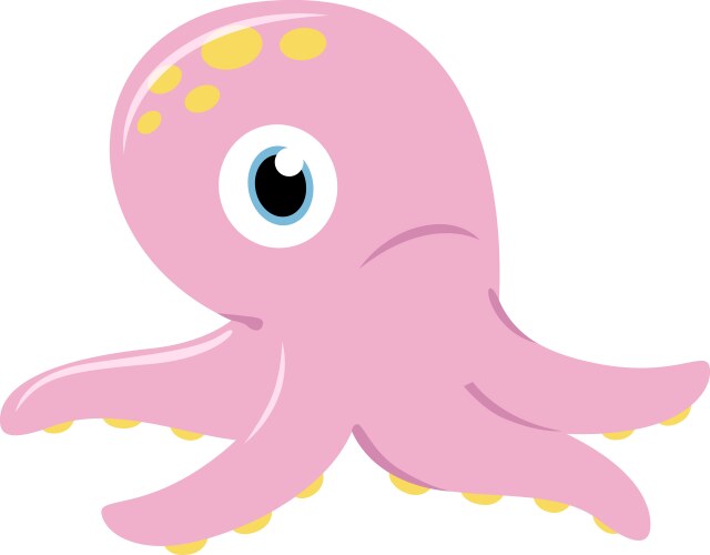 Cute Pink Cartoon Octopus Royalty Free Vector Image