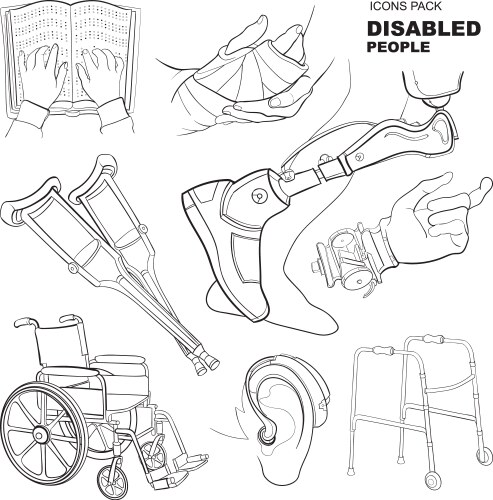 Hand drawn pictures for disabled people Vector Image