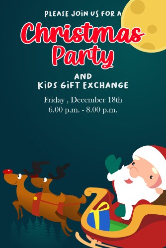 Christmas party and gift exchange invitation card vector image