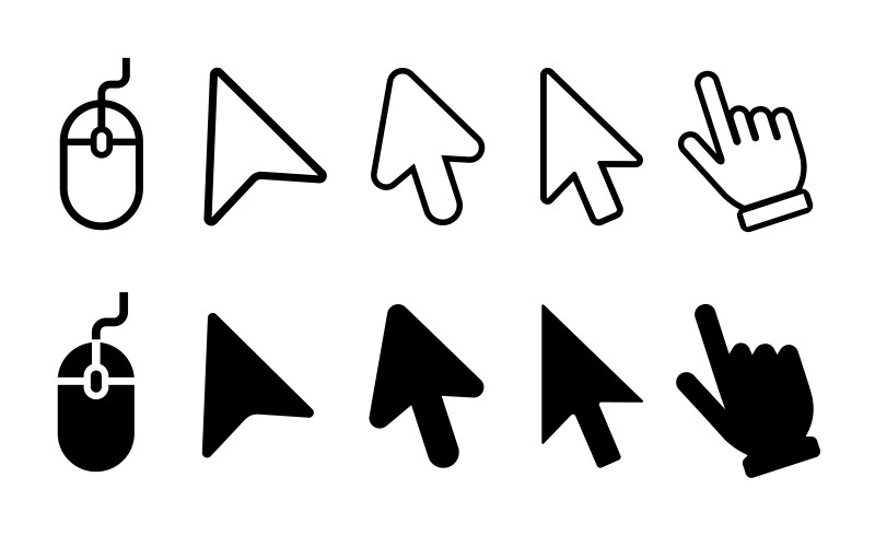 Click cursor icons set hand cursor icon computer vector image