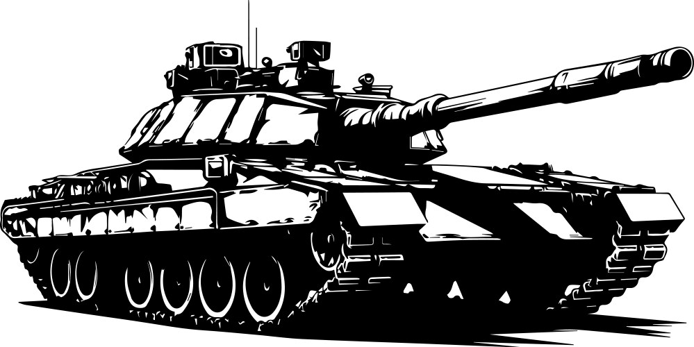 Military tank in drawing stencil Vector Image