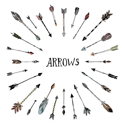 Hand drawn tribal arrows set Royalty Free Vector Image