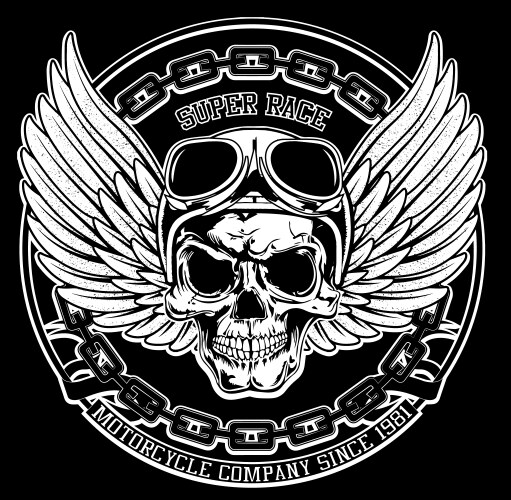 Vintage Biker Skull Tee Vector Image