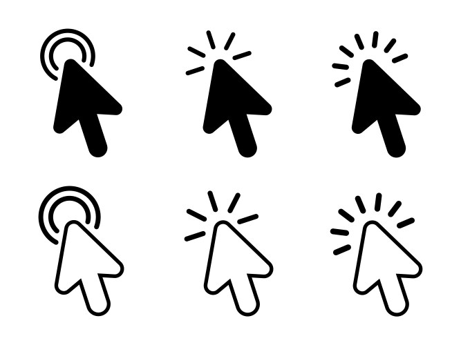 Cursor icons set computer mouse click cursor vector image