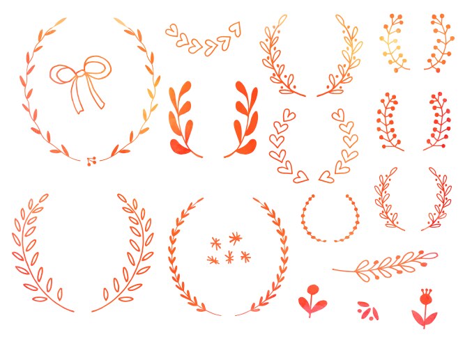 Watercolor Doodle Elements Vector Image