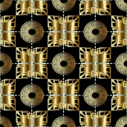 3d abstract geometric gold greek seamless pattern vector image