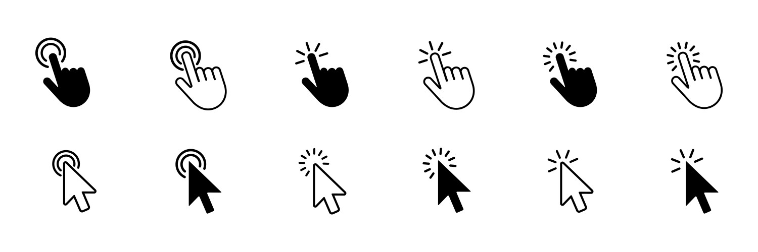 Cursor icons set hand cursor icon computer mouse vector image