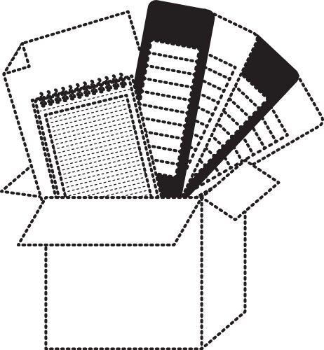 Cardboard box and color palette guide notebook – Royalty-Free Vector ...