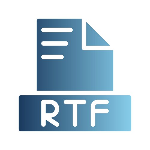 Rtf document file text icons with subtle vector image