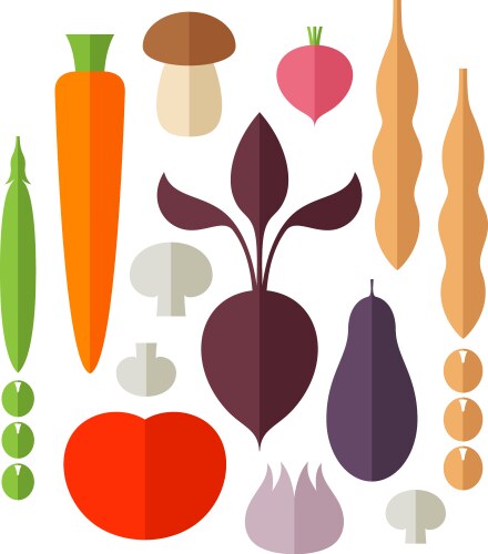 Cute animated vegetables in different poses Vector Image