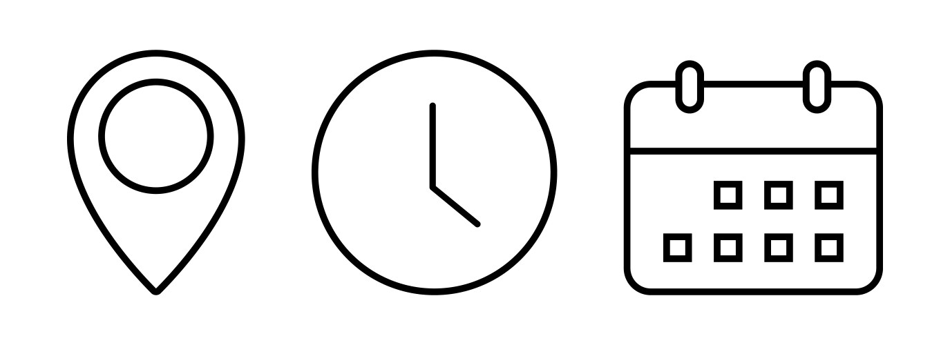 Time date and address linear icon set of event vector image