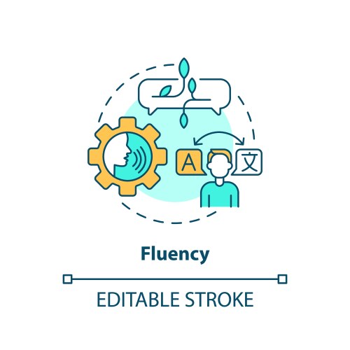 fluency language proficiency multi color concept vector