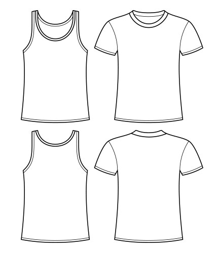 Apparel Template: Singlet & T-Shirt Vector Image