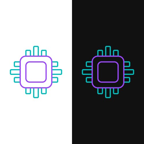 Line computer processor with microcircuits cpu vector image
