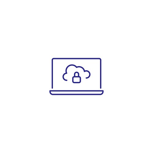 Cloud lock database line icon computing data vector image