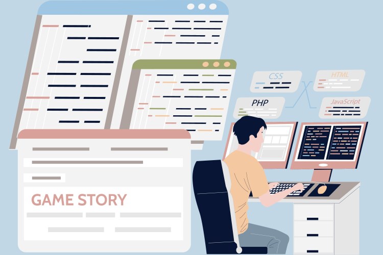 Game Developers Coding Software vector image
