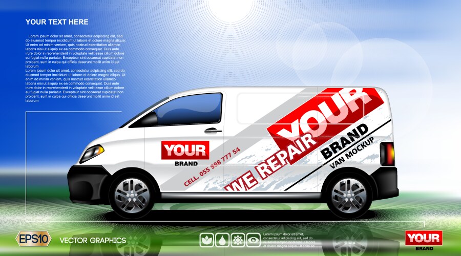 Realistic Vehicle Mockup - White Van Vector Image