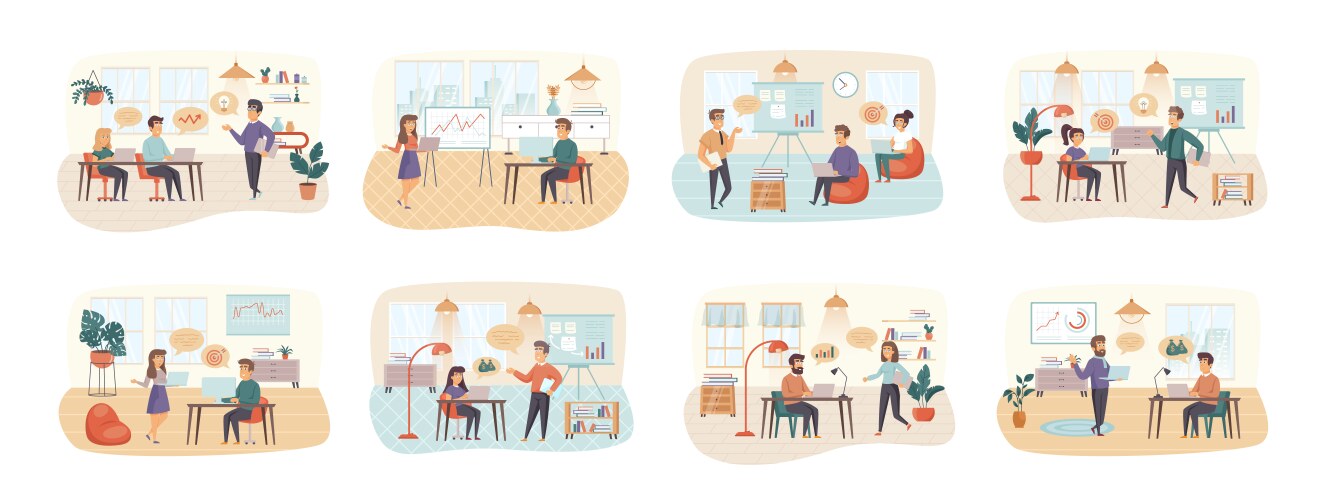 Programming scenes bundle with people Royalty Free Vector