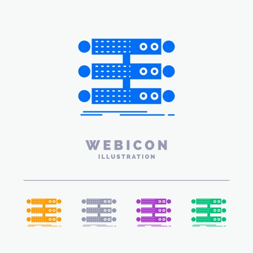 Server structure rack database data 5 color glyph vector image