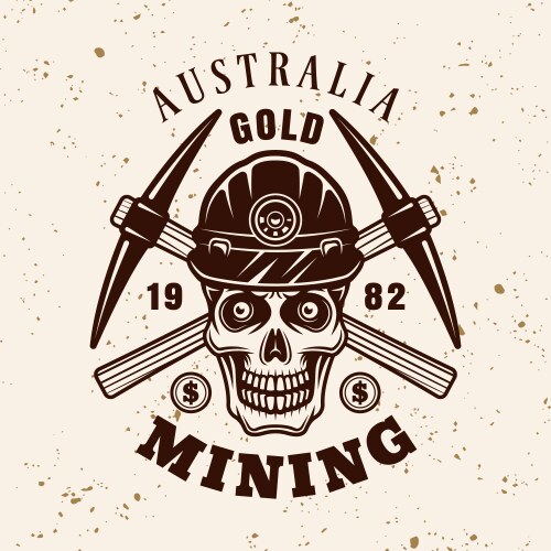 Gold Miner Skull Emblem Vector Image