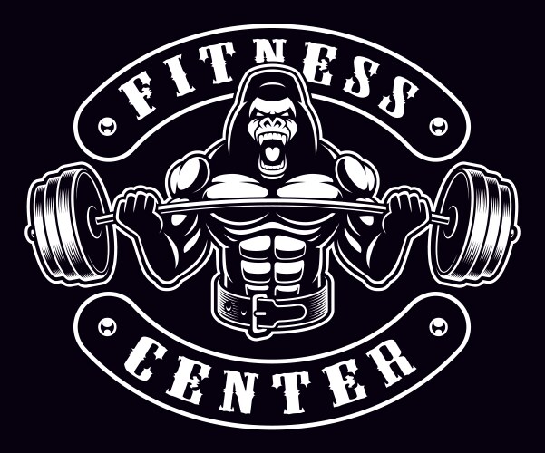 Gorilla Bodybuilder Badge Vector Image