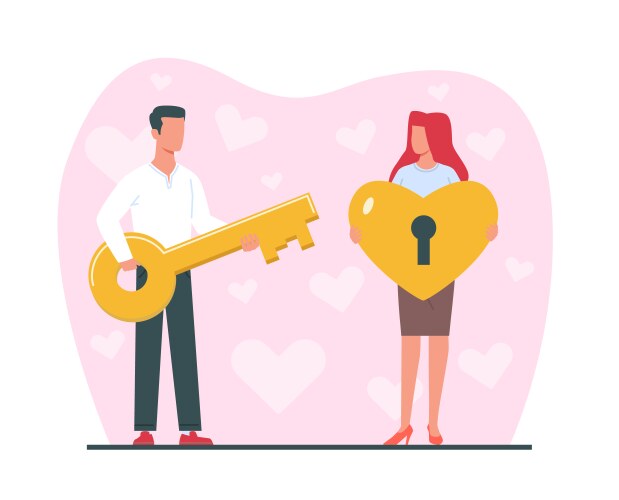 metaphor for love man holding golden key vector image