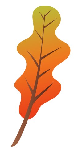 orange oak leaf with twig in flat design vector image