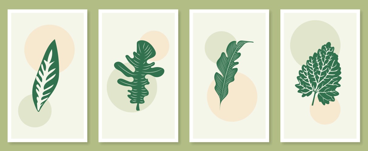 Botanical and abstract shapes wall art design Vector Image