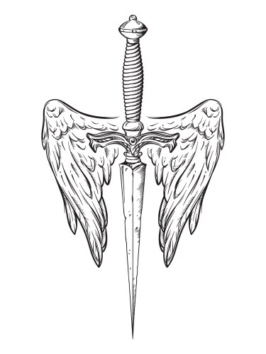 Angel Dagger with Gothic Wings Vector Image