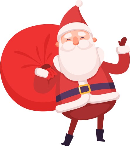 Funny santa claus carrying full sack christmas Vector Image
