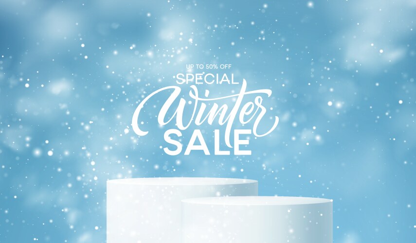 Winter Product Podium - Snowy Background Vector Image