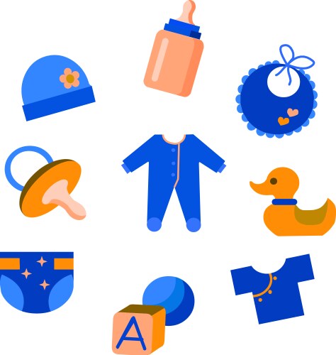 Newborn baby stuff icons set Royalty Free Vector Image