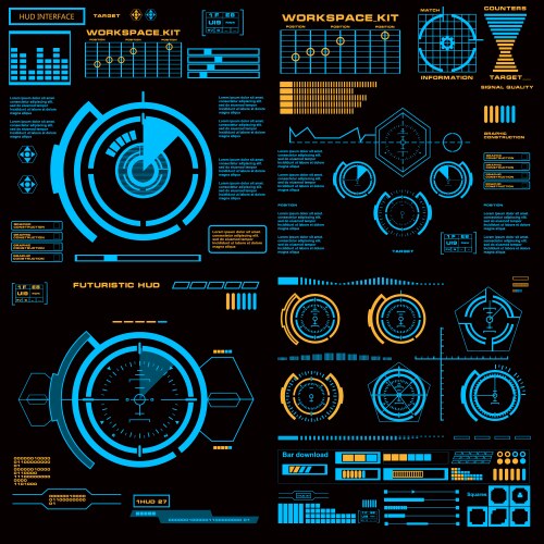 Futuristic HUD Interface Elements – Royalty-Free Vector | VectorStock