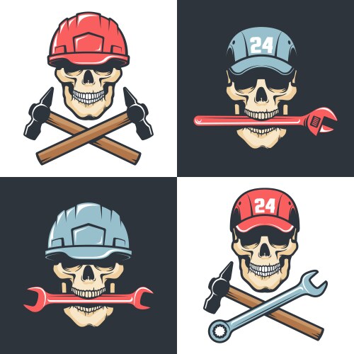 Mechanic repair service vintage logo - skull Vector Image