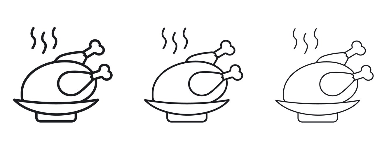 Roasted Turkey Icon Set Vector Image