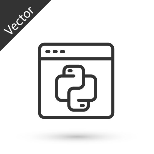 Grey line python programming language icon vector image