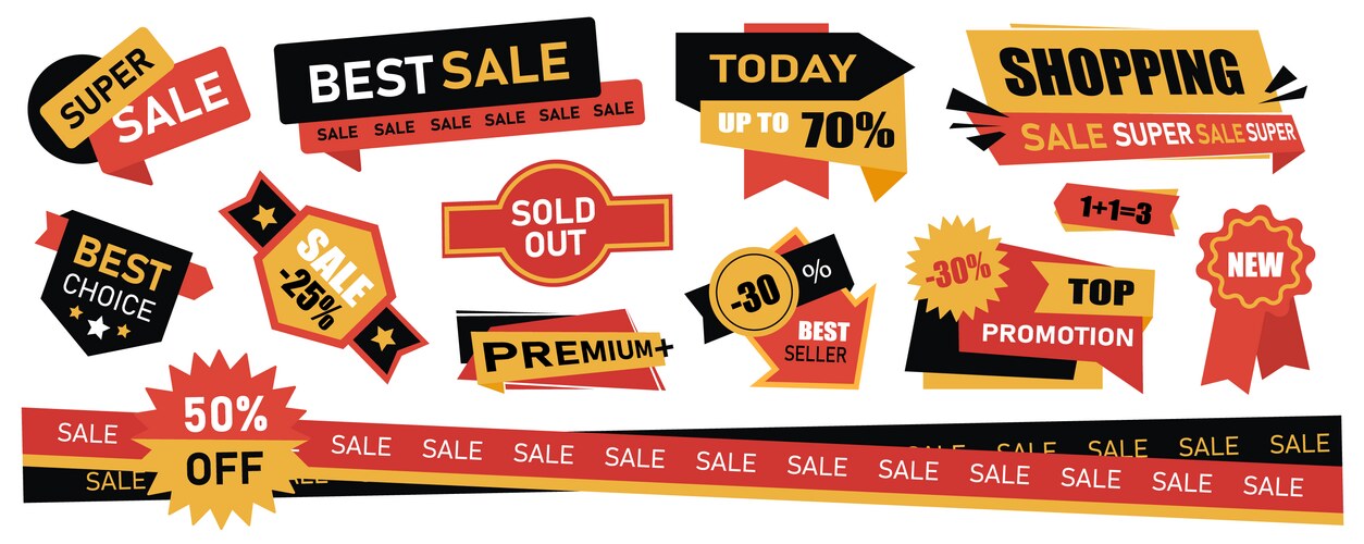 Sale tags mega set in flat graphic design vector image