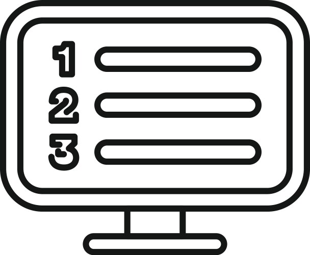 Computer monitor displaying numbered list icon vector image