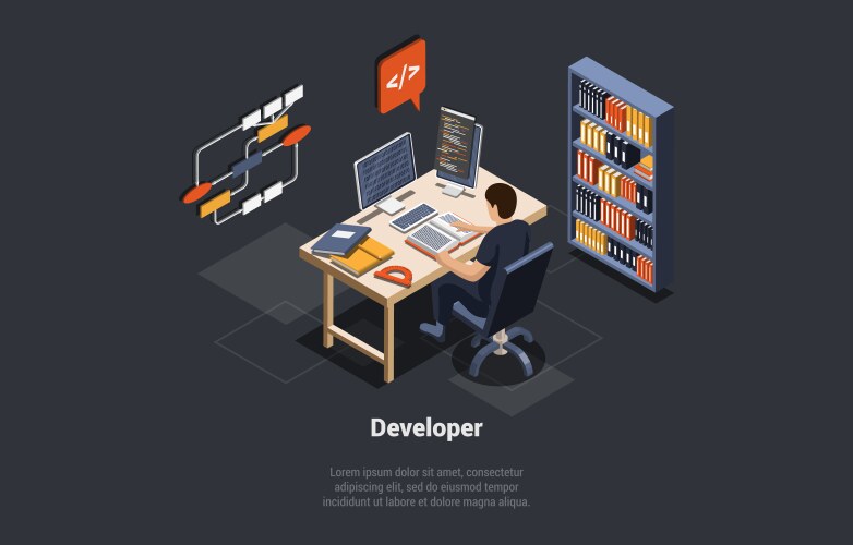 Software development coding process programmer vector image
