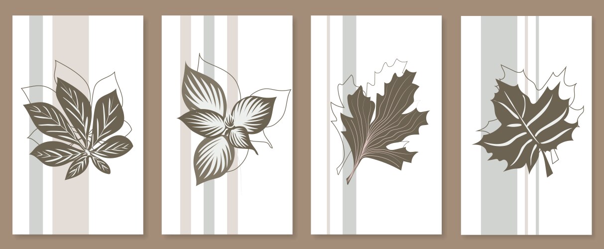 Botanical and abstract shapes wall art design Vector Image